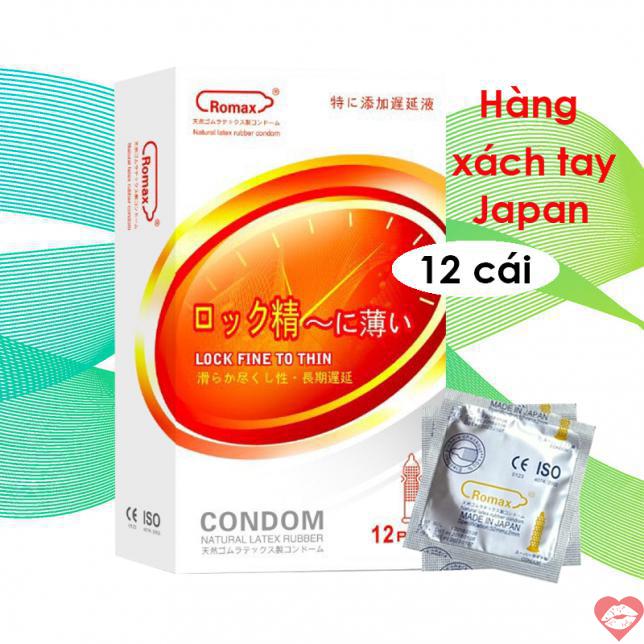 So sánh Bao cao su Romax Lock Fine To Thin hộp 12c gân gai của Nhật Bản chính hãng 