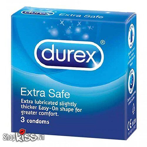 Bao cao su Durex Extra Safe – Nhiều chất nhờn – Hộp 3 cái