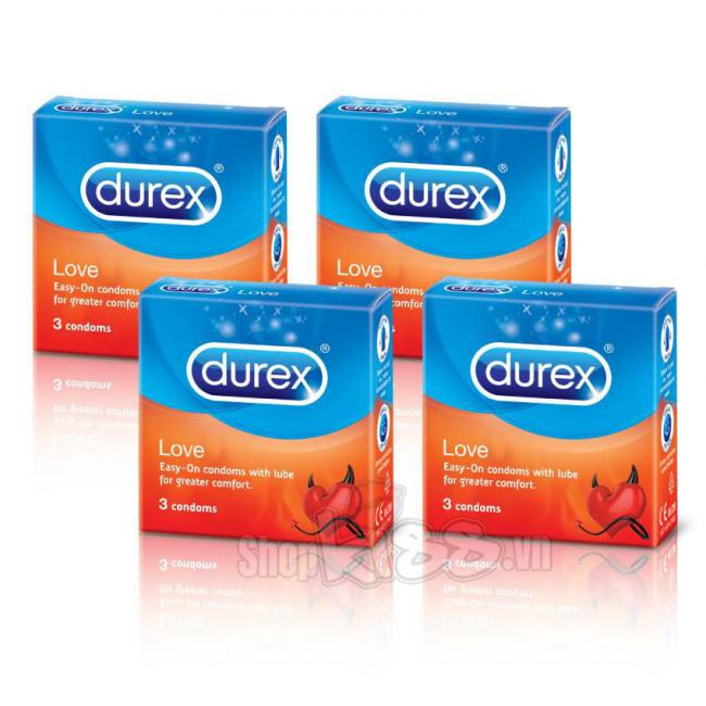 Bao cao su Durex Love kéo dài thời gian  – Hộp 3 cái