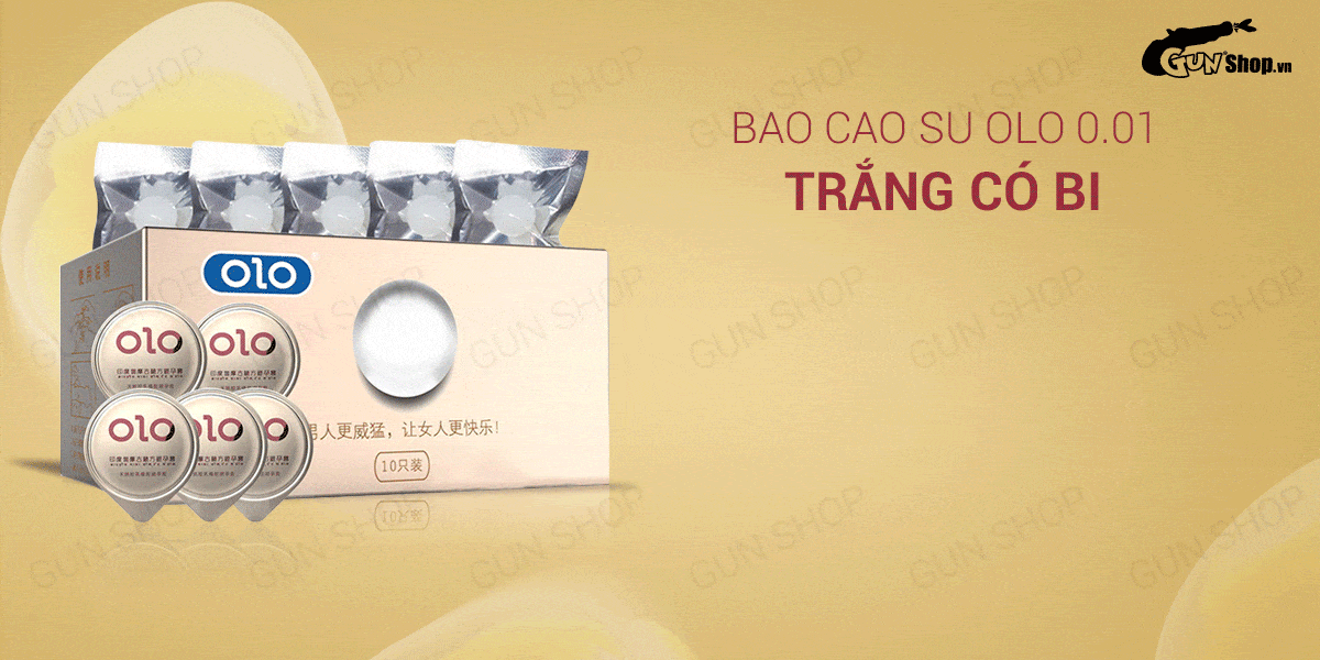 Bao cao su OLO 0.01 siêu mỏng có bi kích thích tăng 1.5cm Bao cao su OLO 0.01 siêu mỏng có bi kích thích tăng 1.5cm