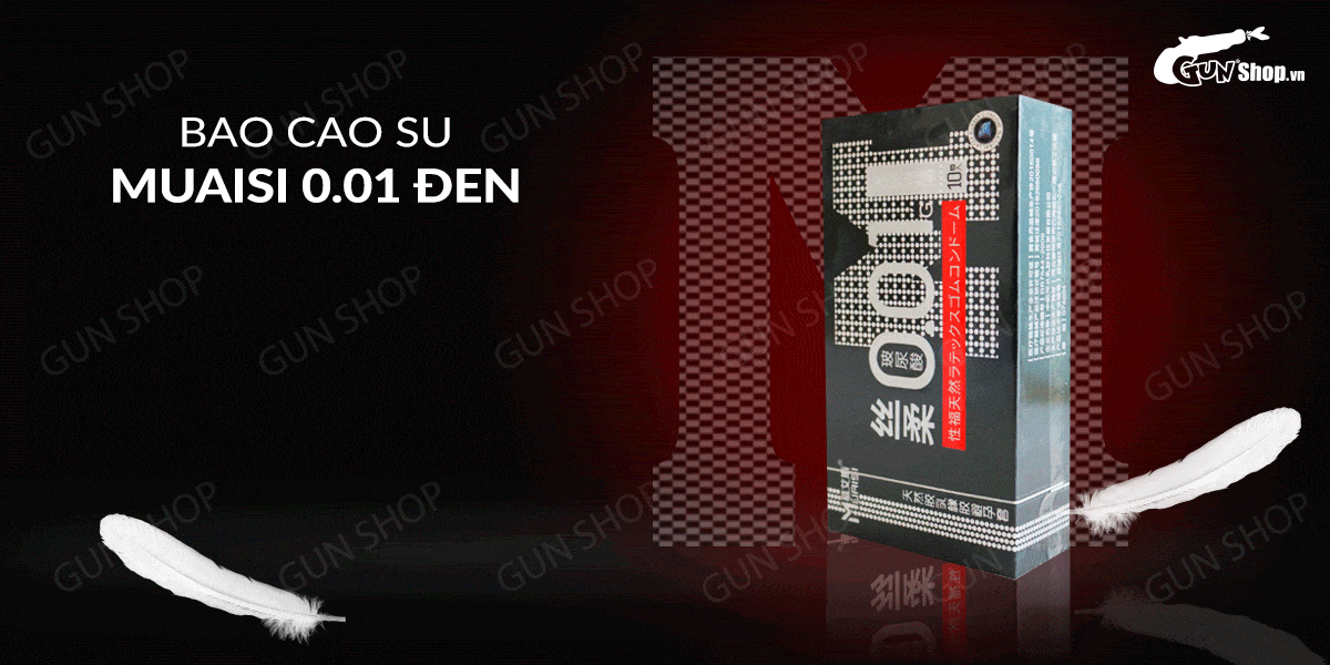 Bao cao su Muaisi 0.01mm đen siêu mỏng hộp 10 chiếc an toàn