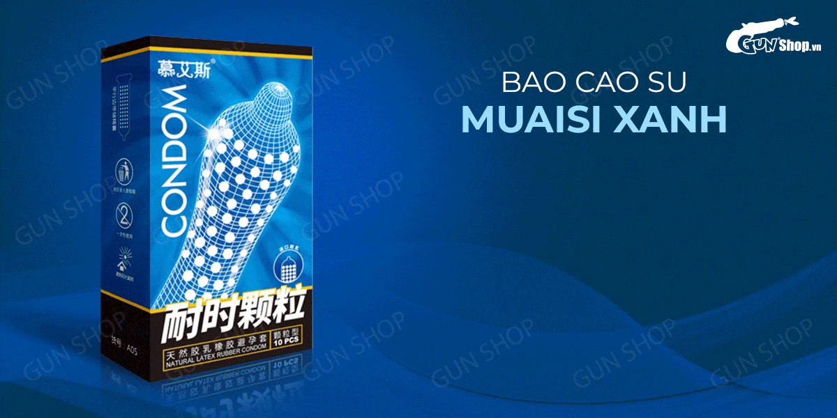 Bao Cao Su Muaisi Xanh Dương Nhiều Gai Kích Thích - Hộp 10 Cái