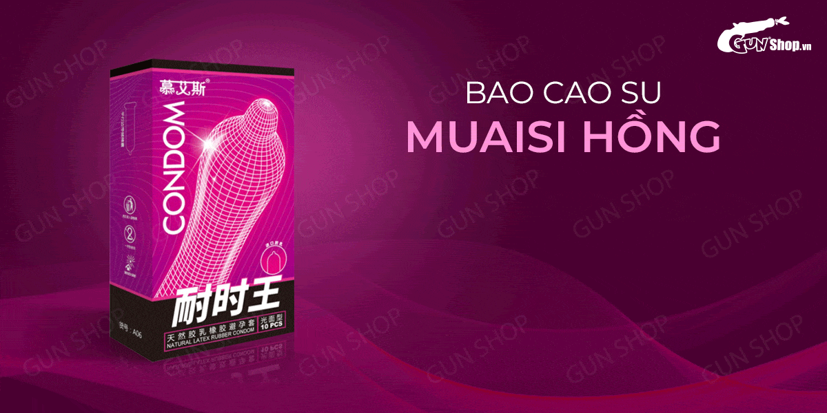 Bao cao su Muaisi Hồng gel siêu mỏng mềm mại hộp 10
