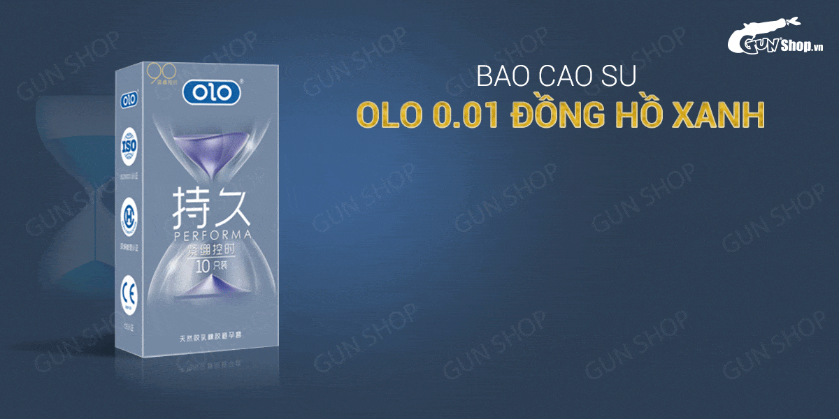 Bao cao su OLO 0.01 Đồng Hồ Xanh kéo dài hương vani hộp 10 Bao cao su OLO 0.01 Đồng Hồ Xanh kéo dài hương vani hộp 10