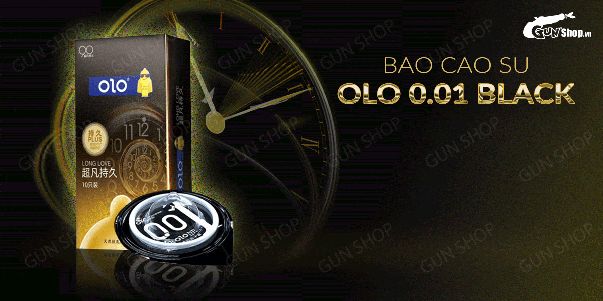 Bao cao su OLO siêu mỏng 0.01 Black kéo dài thời gian hộp 10 Bao cao su OLO siêu mỏng 0.01 Black kéo dài thời gian hộp 10