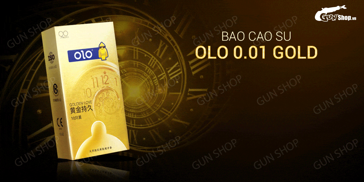 OLO 0.01 Gold Siêu Mỏng Hộp 10 Cái Kéo Dài Thời Gian An Toàn