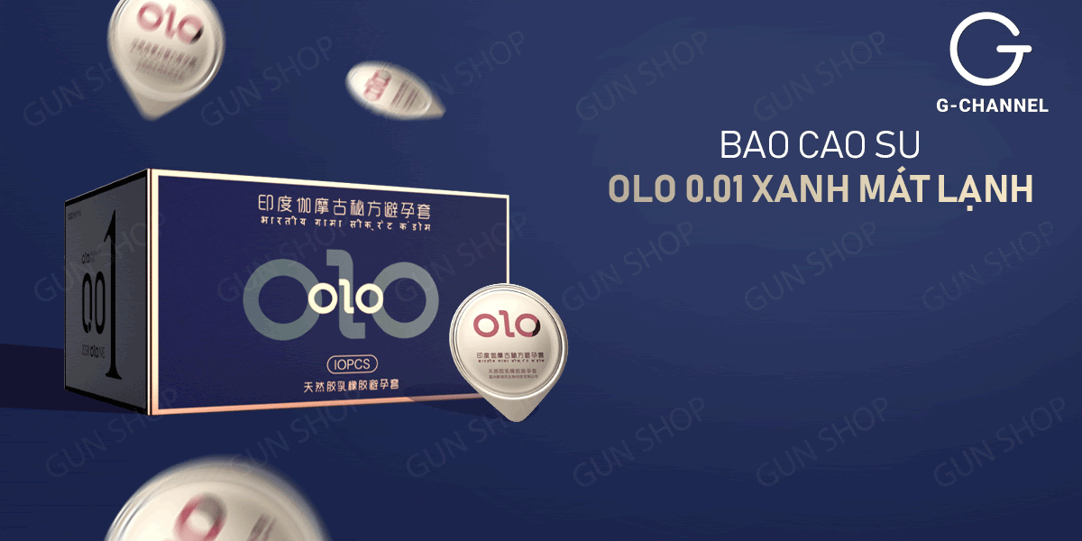 Bao cao su OLO 0.01 Xanh siêu mỏng mát lạnh kéo dài thời gian hộp 10 cái