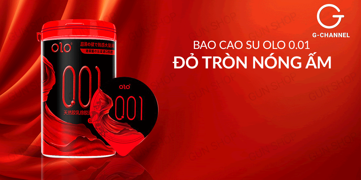 Bao cao su OLO 0.01 Đỏ siêu mỏng nóng ấm an toàn hộp 10 cái