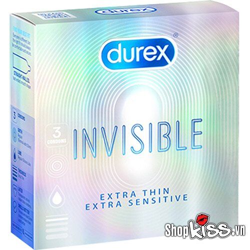 Bao cao su Durex Invisible siêu mỏng hộp 3 cái an toàn thoải mái