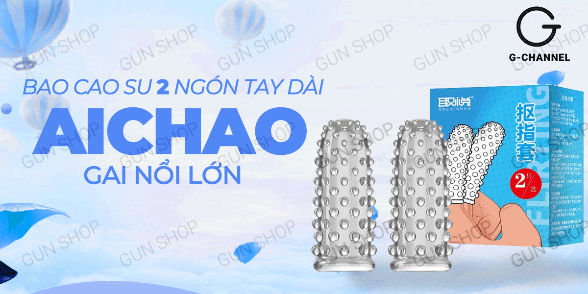 Bao cao su 2 ngón tay Aichao gai nổi lớn - Tăng khoái cảm Hộp 2