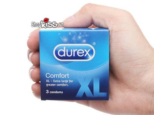 Bao cao su Durex Comfort size lớn hộp 3 cái an toàn siêu thật