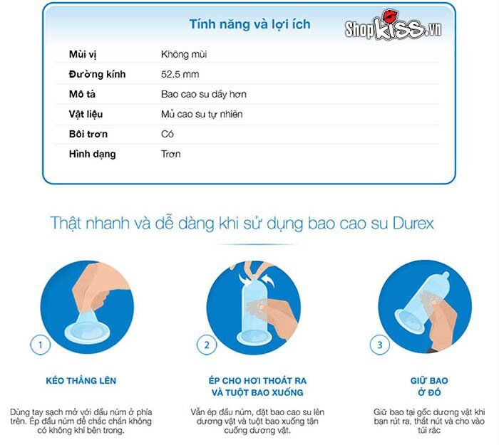 Bao cao su Durex Extra Safe chất nhờn vượt trội hộp 3