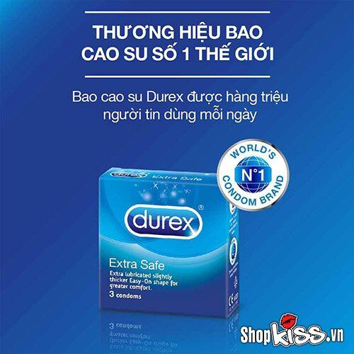 Bao cao su Durex Extra Safe chất nhờn vượt trội hộp 3