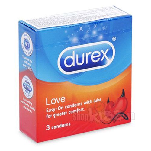 Bao cao su Durex Love kéo dài thời gian mỏng chống tuột hộp 3 cái