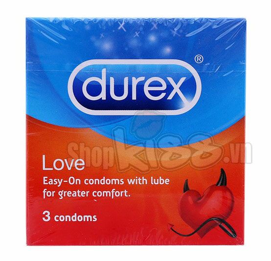 Bao cao su Durex Love kéo dài thời gian mỏng chống tuột hộp 3 cái