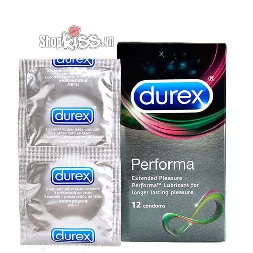 Bao cao su Durex Performa Hộp 12 cái Kéo dài thời gian Quan hệ an toàn