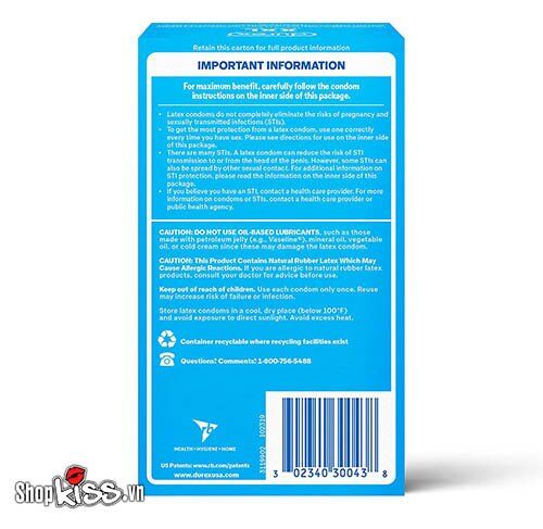 Bao cao su Durex XXL kích thước lớn siêu mỏng hộp 12 cái