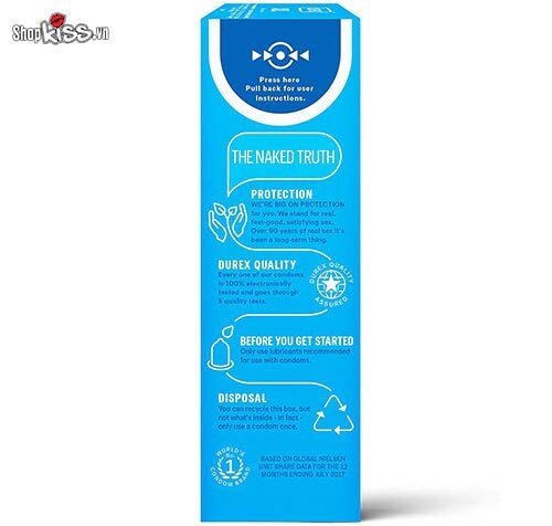 Bao cao su Durex XXL kích thước lớn siêu mỏng hộp 12 cái