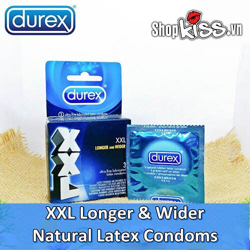 Bao cao su Durex XXL size lớn kéo dài time Hộp 3 cái chính hãng