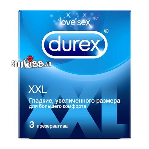 Bao cao su Durex XXL size lớn kéo dài time Hộp 3 cái chính hãng