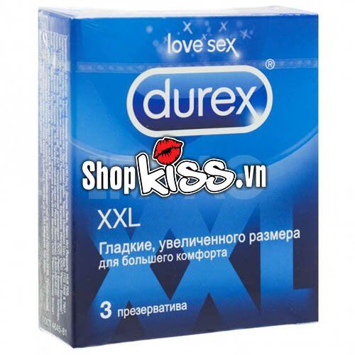 Bao cao su Durex XXL size lớn kéo dài time Hộp 3 cái chính hãng