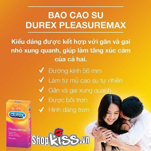 Bao cao su Durex Pleasuremax gai gân siêu kích thích an toàn