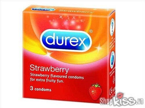 Bao cao su Durex Strawberry hương dâu thơm mát an toàn kích thích