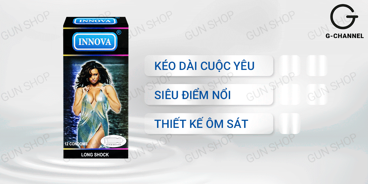 Bao cao su Innova gân gai Đen kéo dài 12 cái siêu mượt Bao cao su Innova gân gai Đen kéo dài 12 cái siêu mượt