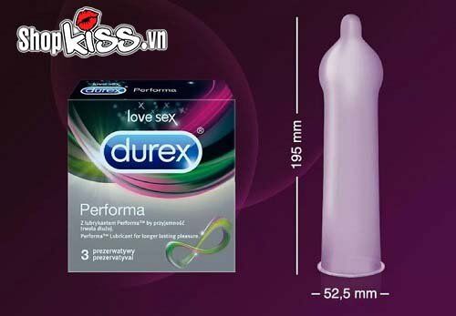 Bao cao su Durex Performa kéo dài quan hệ – Hộp 3 cái