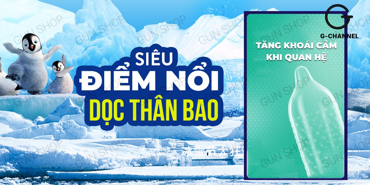 Bao cao su Muaisi Cool siêu mát lạnh điểm nổi cảm giác mới hộp 10 Bao cao su Muaisi Cool siêu mát lạnh điểm nổi cảm giác mới hộp 10