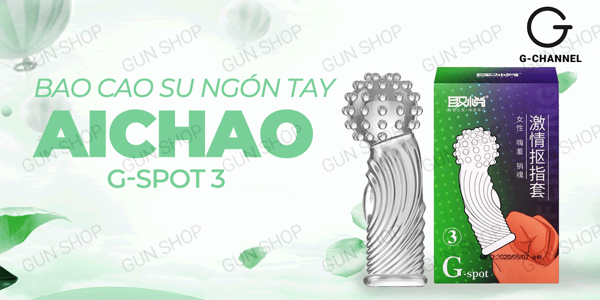 Bao cao su ngón tay Aichao G-spot 3 gai nổi kích thích cảm giác Bao cao su ngón tay Aichao G-spot 3 gai nổi kích thích cảm giác