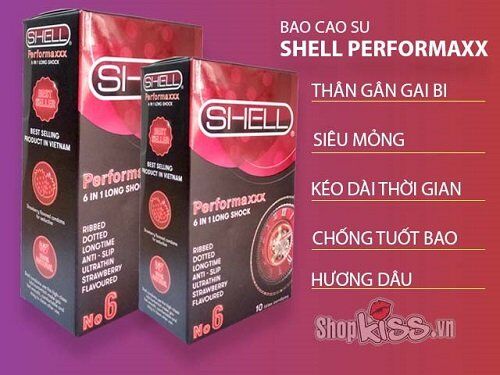 Bao cao su Shell-Perfomaxxx 6 in 1 hương dâu tăng khoái cảm