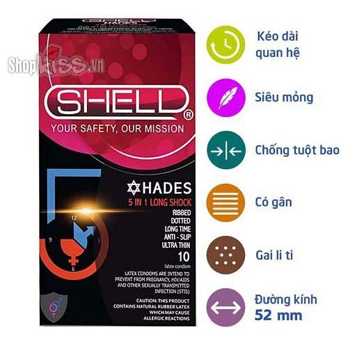Bao cao su Shell-Perfomaxxx 6 in 1 hương dâu tăng khoái cảm