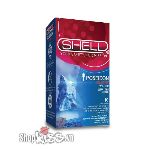 Bao cao su Shell Poseidon gân sọc bạc hà mát lạnh kích thích