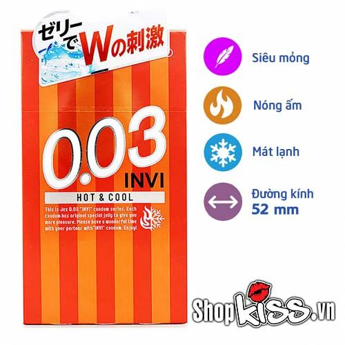 Bao cao su siêu mỏng Jex INVI 003 Nhật Bản an toàn chống tuột