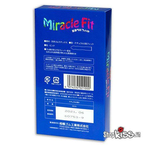 Bao cao su Sagami Miracle Fit size nhỏ Hộp 10 cái An toàn Êm ái