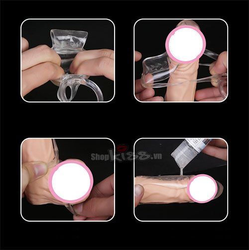 Bao đôn to dài dương vật trong suốt Leten quai đeo silicon an toàn tăng kích thước
