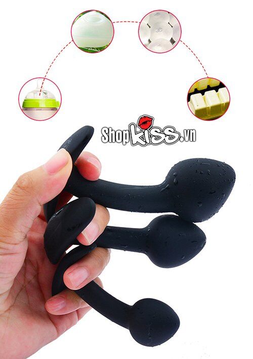 Bộ 3 phích cắm hậu môn silicone mềm an toàn kích thích mạnh