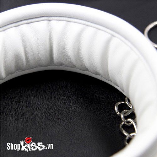 Dụng cụ bạo dâm xích cổ da trắng đệm êm nâng tầm trải nghiệm