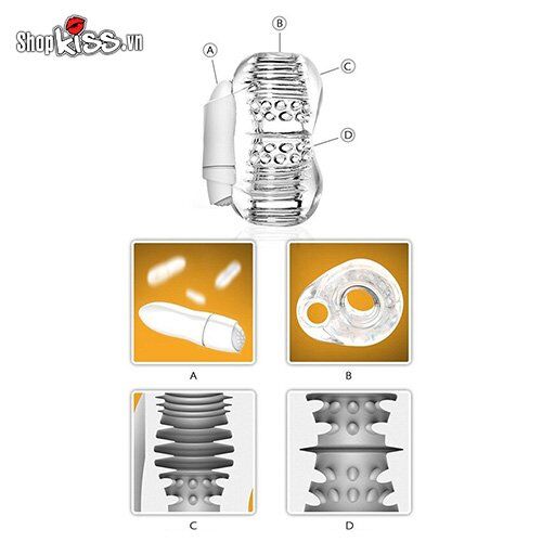 Dụng cụ thủ dâm nam silicone rung trong suốt cao cấp giá tốt