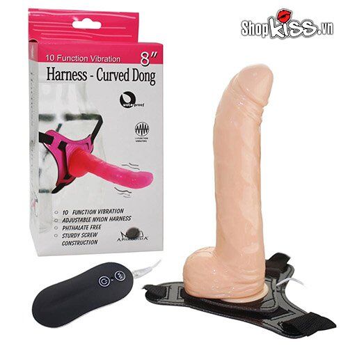Dương vật dây đeo rung Harness Curved Dong 10 chế độ siêu hot