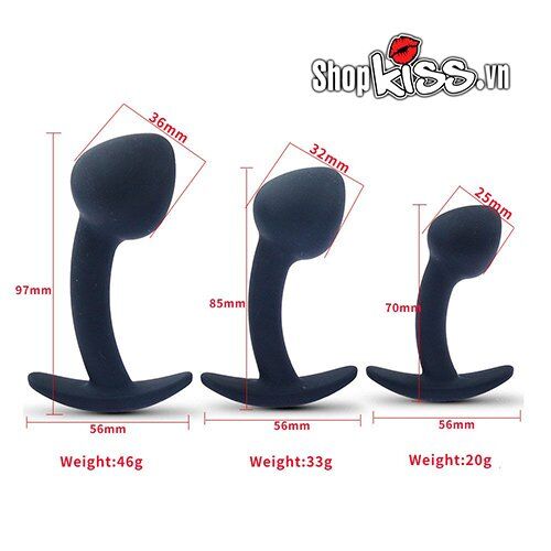 Bộ 3 phích cắm hậu môn silicone mềm an toàn kích thích mạnh