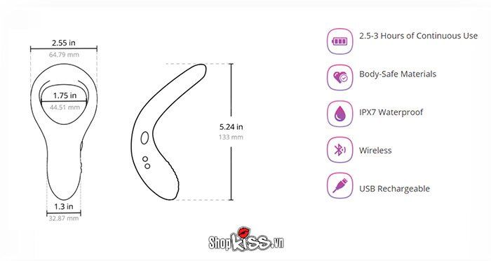 Vòng đeo dương vật rung Lovense Diamo điều khiển APP kích thích mạnh