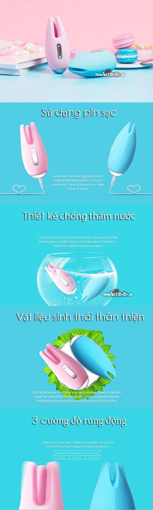 Máy rung Svakom Cookie Candy kích thích nhũ hoa điểm G siêu thích