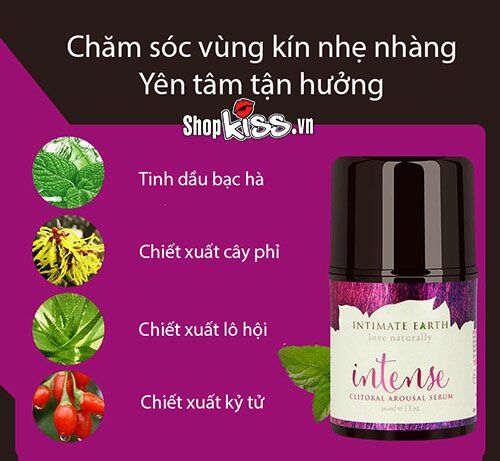 Gel tăng khoái cảm nữ Intense Intimate Earth mềm mượt dễ dùng