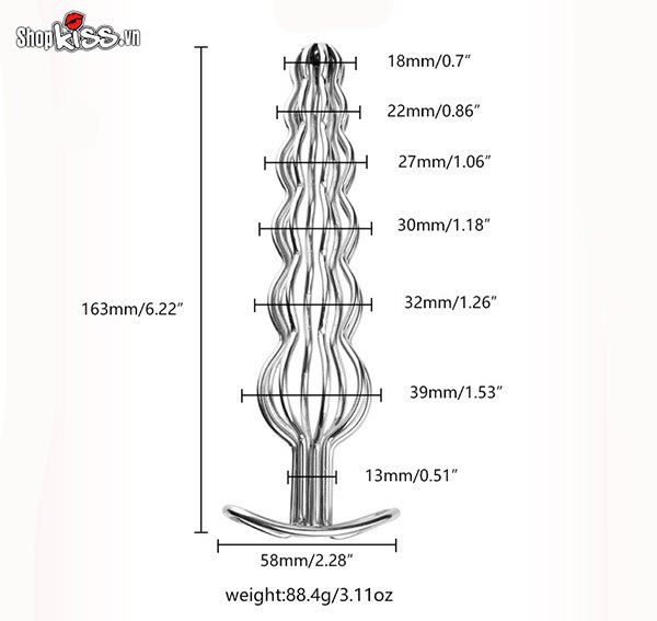 Phích cắm hậu môn thép không gỉ rỗng ruột kích thích mạnh