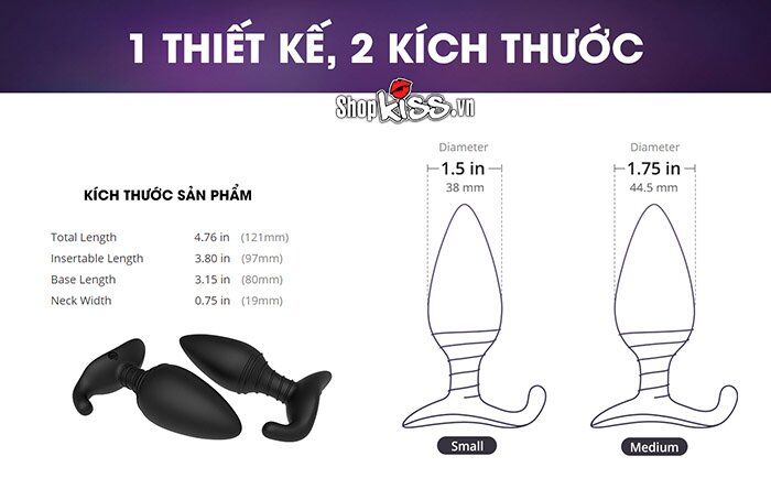 Phích cắm rung Lovense Hush cao cấp, điều khiển app, sướng mê