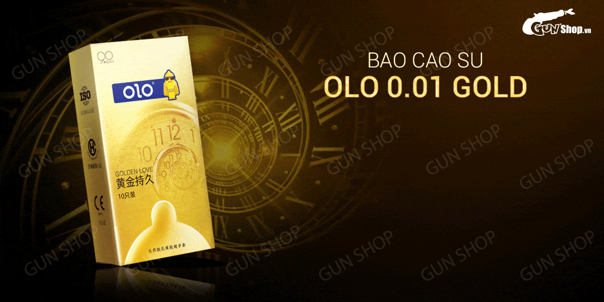 Sỉ Bao cao su OLO 0.01 Gold - Siêu mỏng kéo dài thời gian - Hộp 10 cái cao cấp