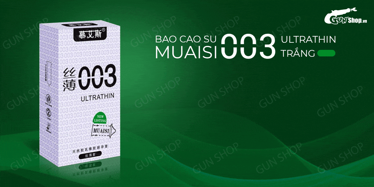  Cửa hàng bán Bao cao su Muaisi 0.03 Ultrathin Trắng - Siêu mỏng siêu mềm - Hộp 12 cái hàng mới về