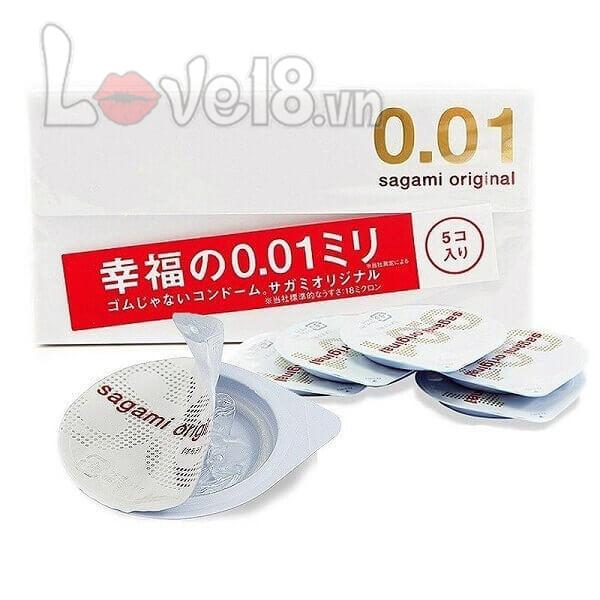 Bao Cao Su Mỏng Nhất Thế Giới Sagami 0.01 Hộp 5 Cái